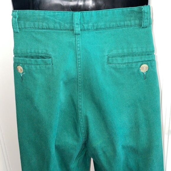 Vtg 80s Silver Fern green cotton twill pleat front pants - Picture 5 of 7